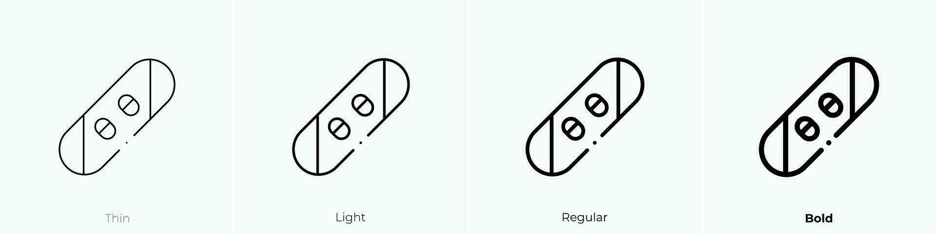 snowboard icon. Thin, Light, Regular And Bold style design isolated on white background vector