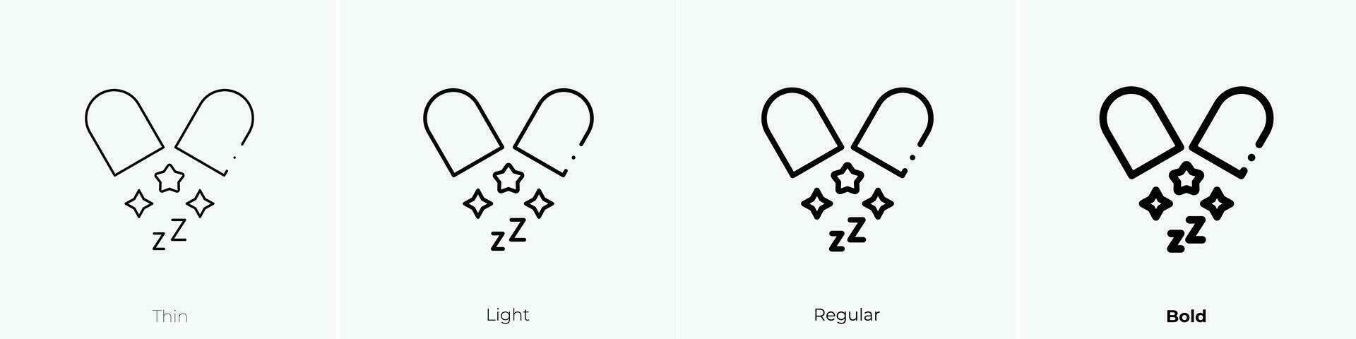 sleeping pills icon. Thin, Light, Regular And Bold style design isolated on white background vector