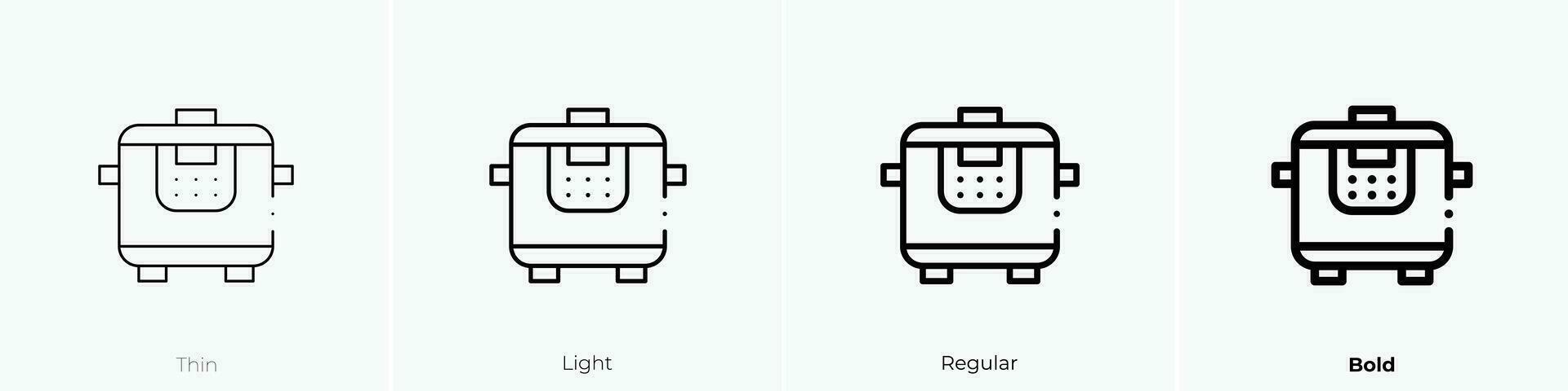 slow cooker icon. Thin, Light, Regular And Bold style design isolated on white background vector