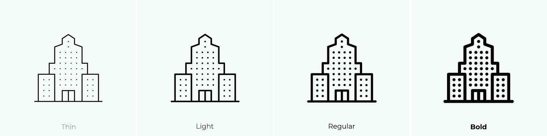 skyscraper icon. Thin, Light, Regular And Bold style design isolated on white background vector