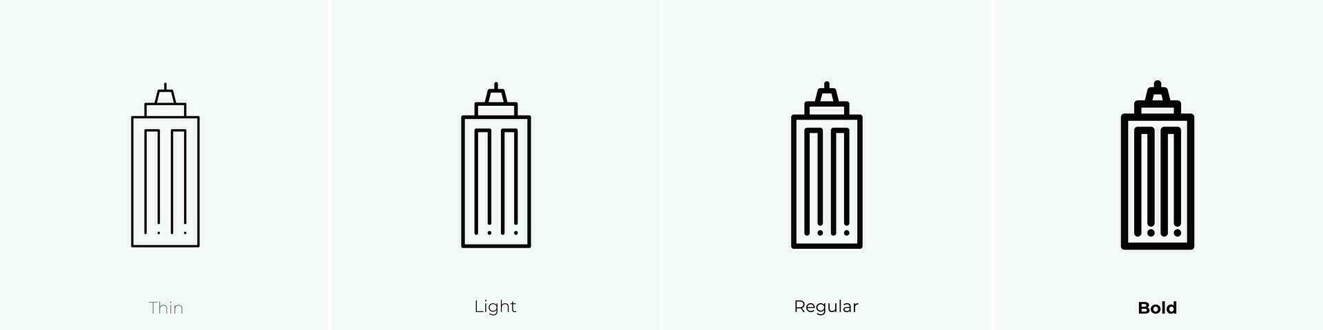 skyscrapper icon. Thin, Light, Regular And Bold style design isolated on white background vector