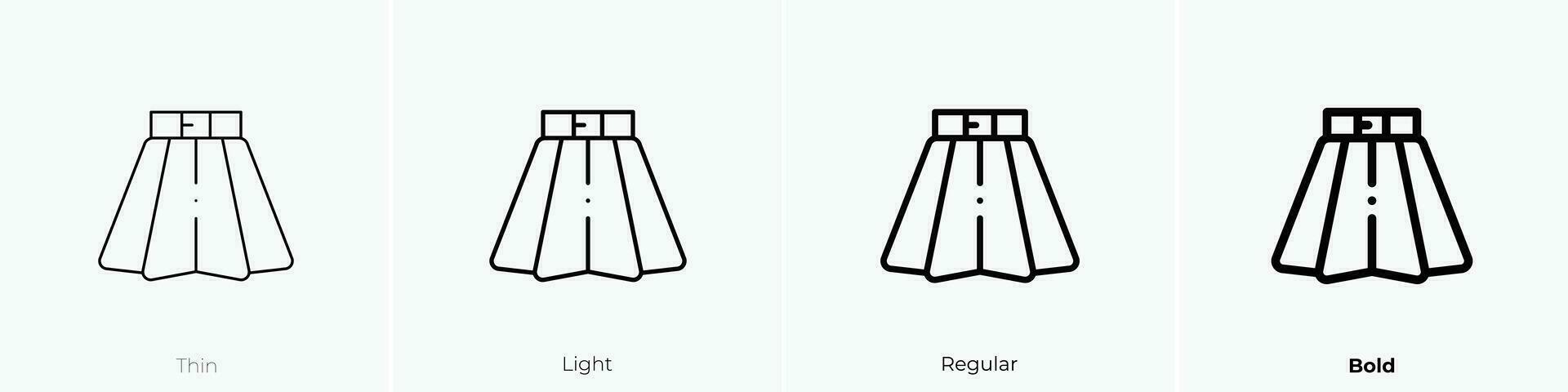 skirt icon. Thin, Light, Regular And Bold style design isolated on white background vector