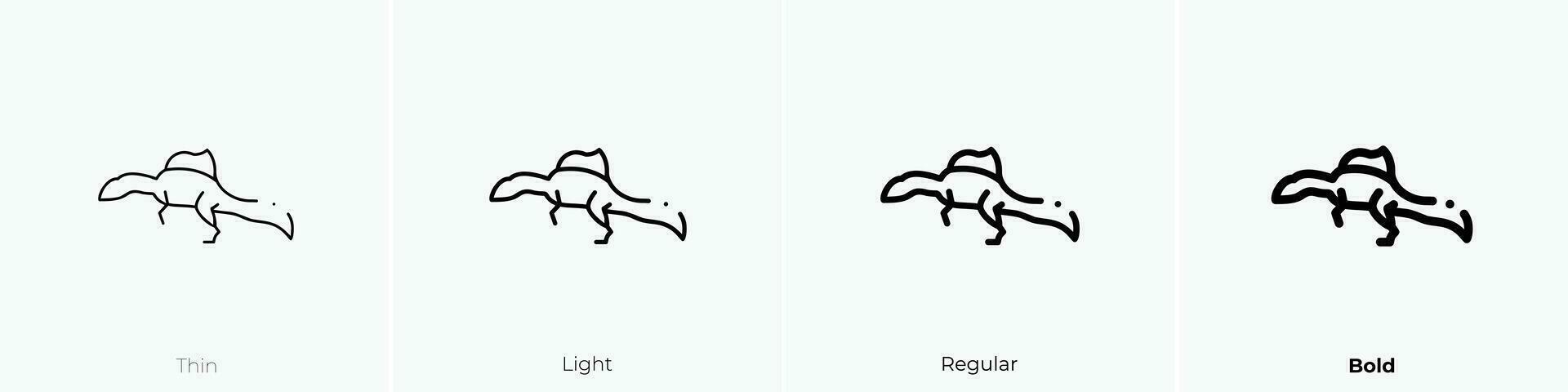 spinosaurus icon. Thin, Light, Regular And Bold style design isolated on white background vector