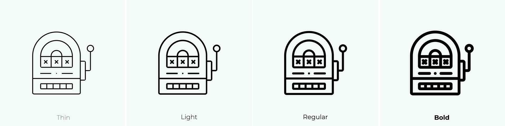 espacio máquina icono. delgado, luz, regular y negrita estilo diseño aislado en blanco antecedentes vector