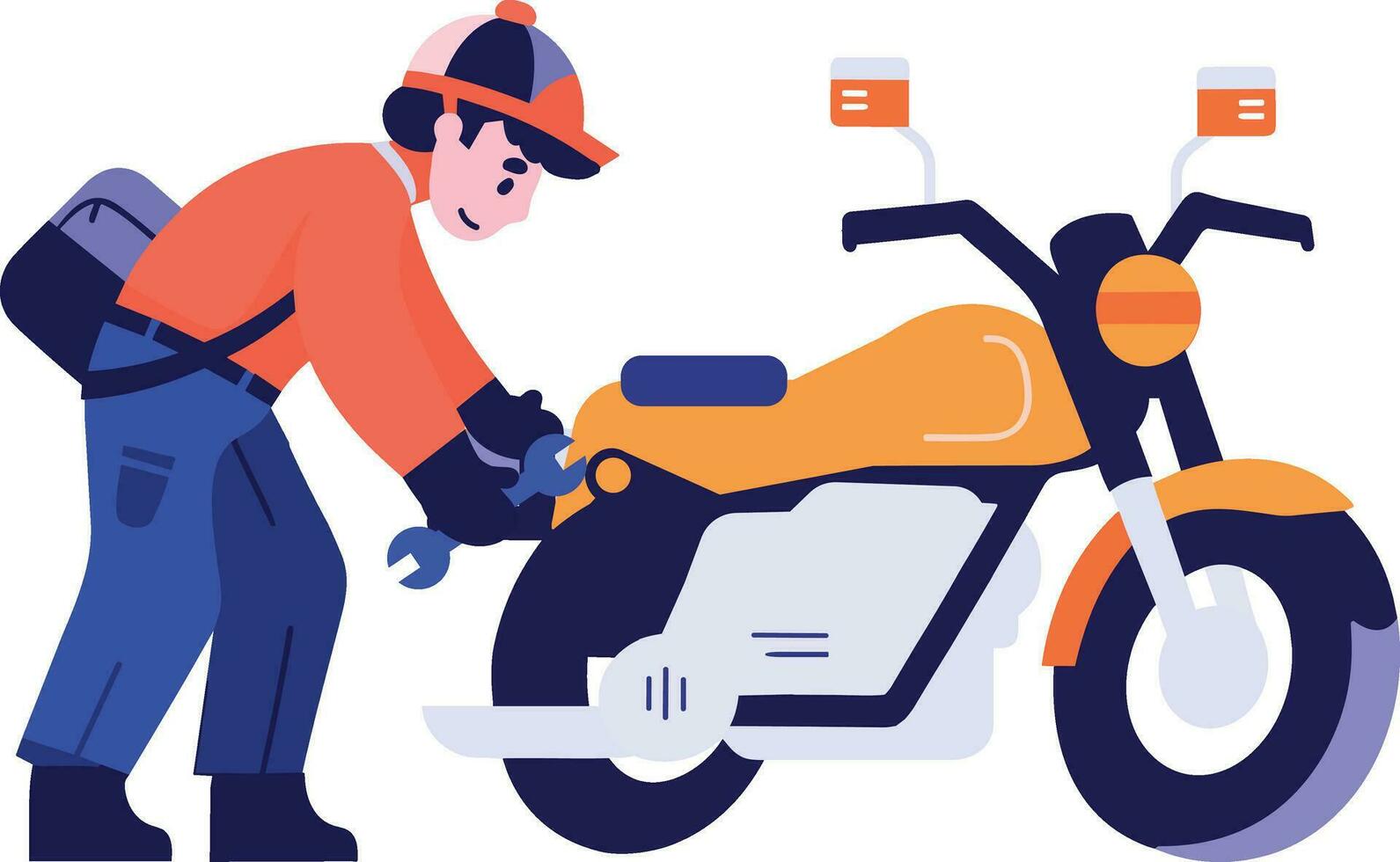 Hand Drawn Motorcycle mechanic in flat style vector