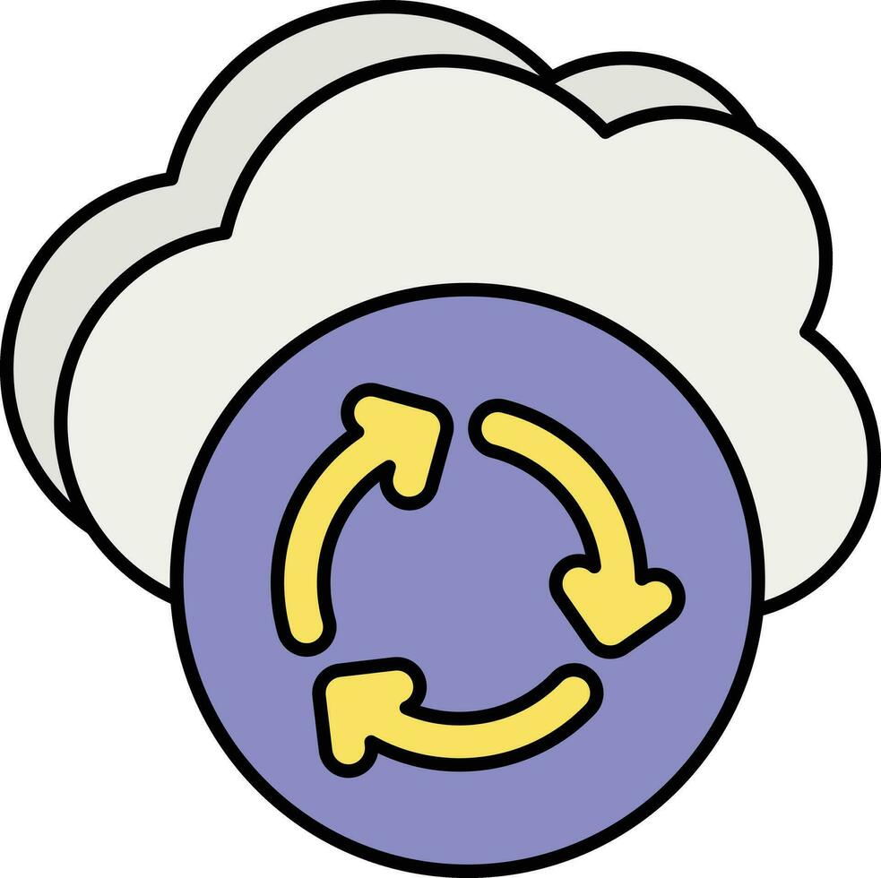 Cloud recycling color outline icon design vector