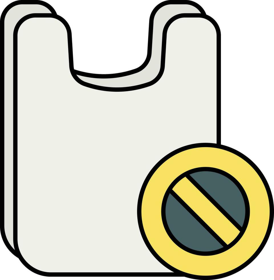 Plastic Bag  Forbidden color outline icon design vector