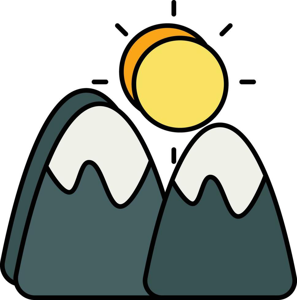 Sunrise color outline icon design vector