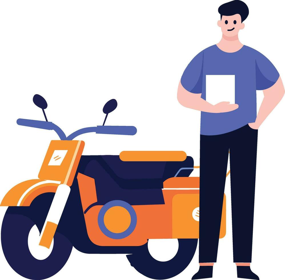 Hand Drawn Motorcycle mechanic in flat style vector