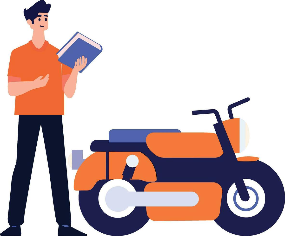 Hand Drawn Motorcycle mechanic in flat style vector