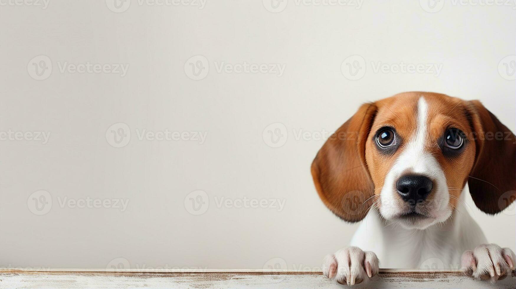 Beagle, cute dog. Web banner with copy space. Generative AI photo