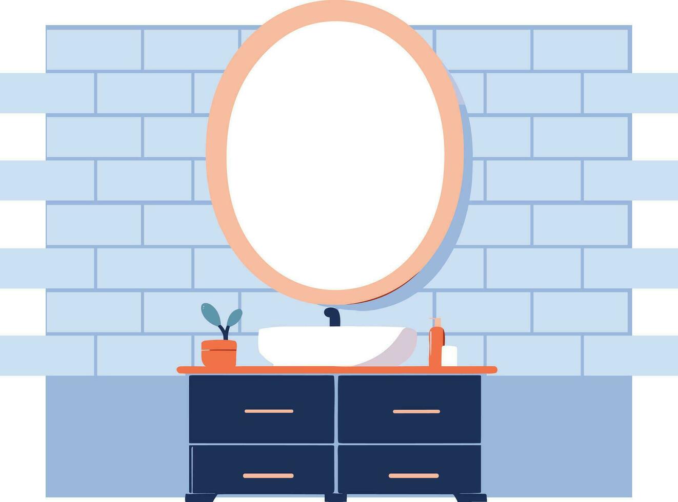 Hand Drawn Sinks and mirrors in the bathroom in flat style vector