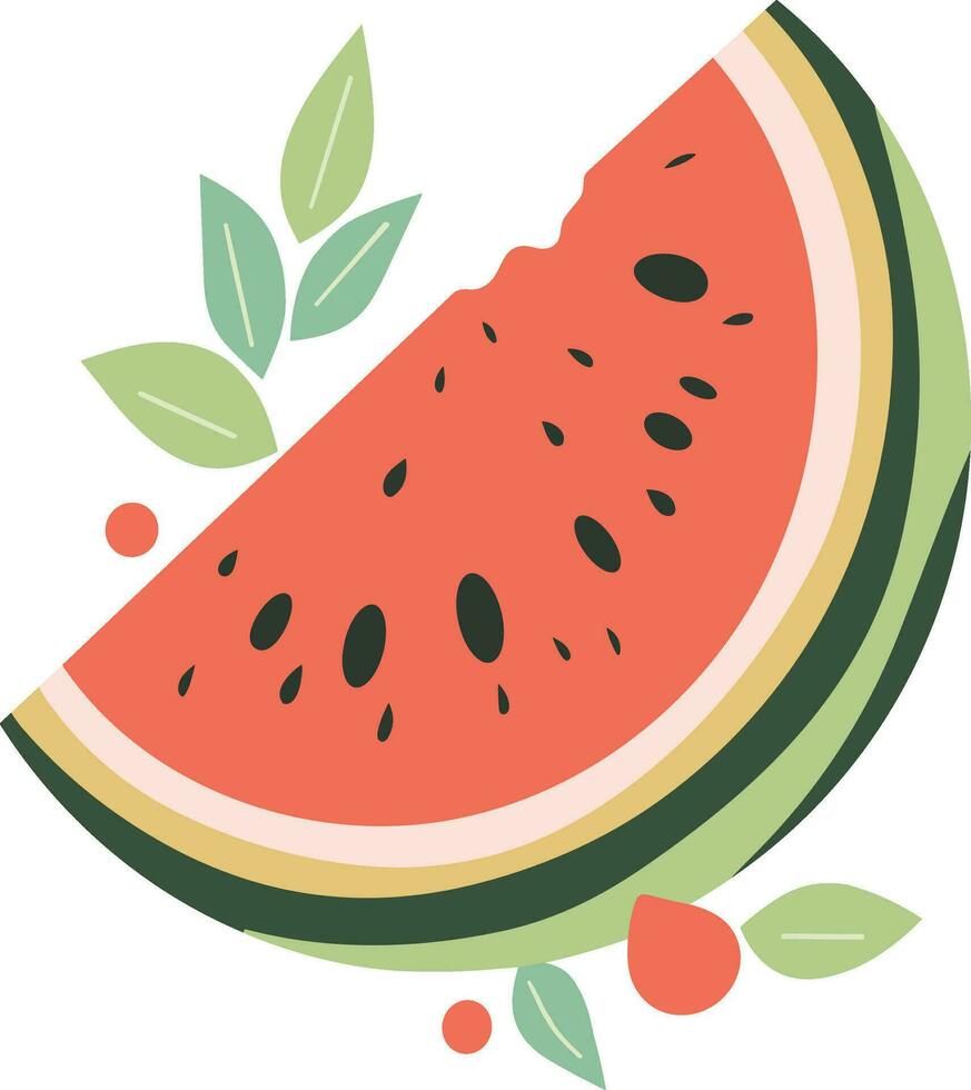 Hand Drawn watermelon cut in half in flat style vector