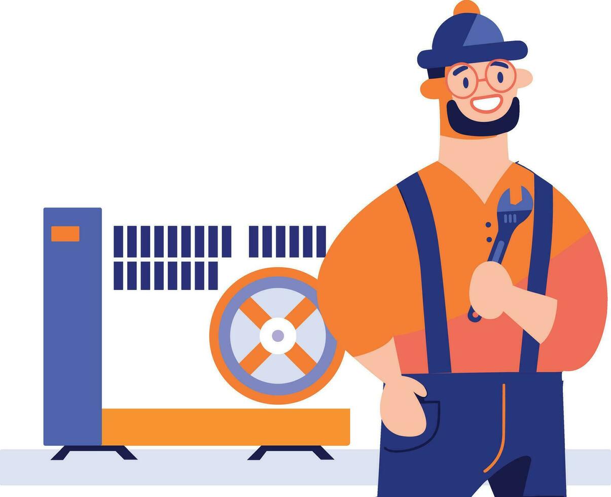 Hand Drawn Air conditioner repair technician in flat style vector