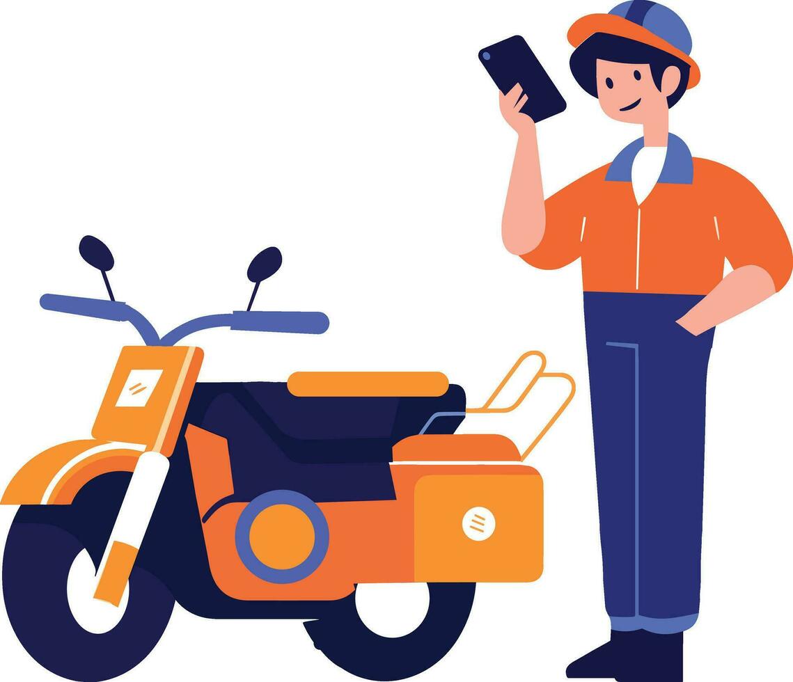 Hand Drawn Motorcycle mechanic in flat style vector