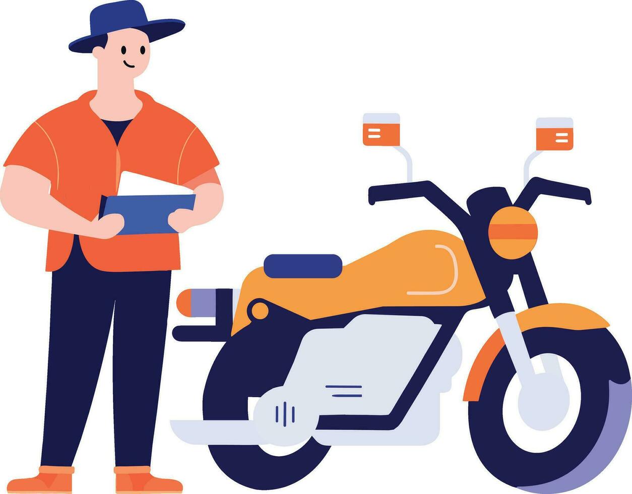 Hand Drawn Motorcycle mechanic in flat style vector