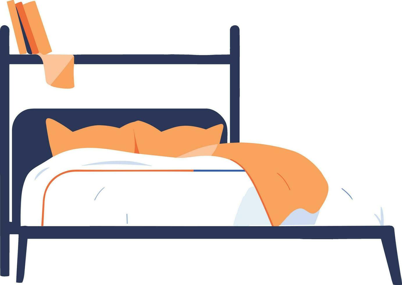 mano dibujado cama y dormitorio en plano estilo vector