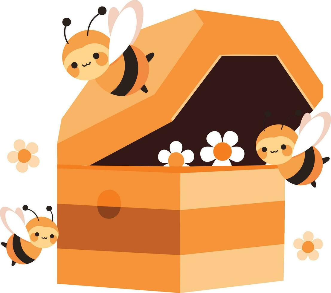Hand Drawn Beekeeping box or bee house in flat style vector