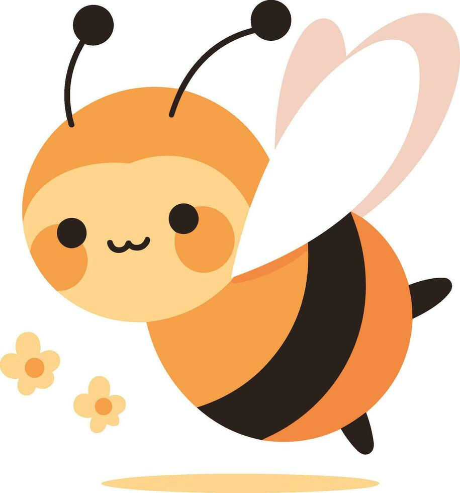 mano dibujado abeja personaje en plano estilo vector