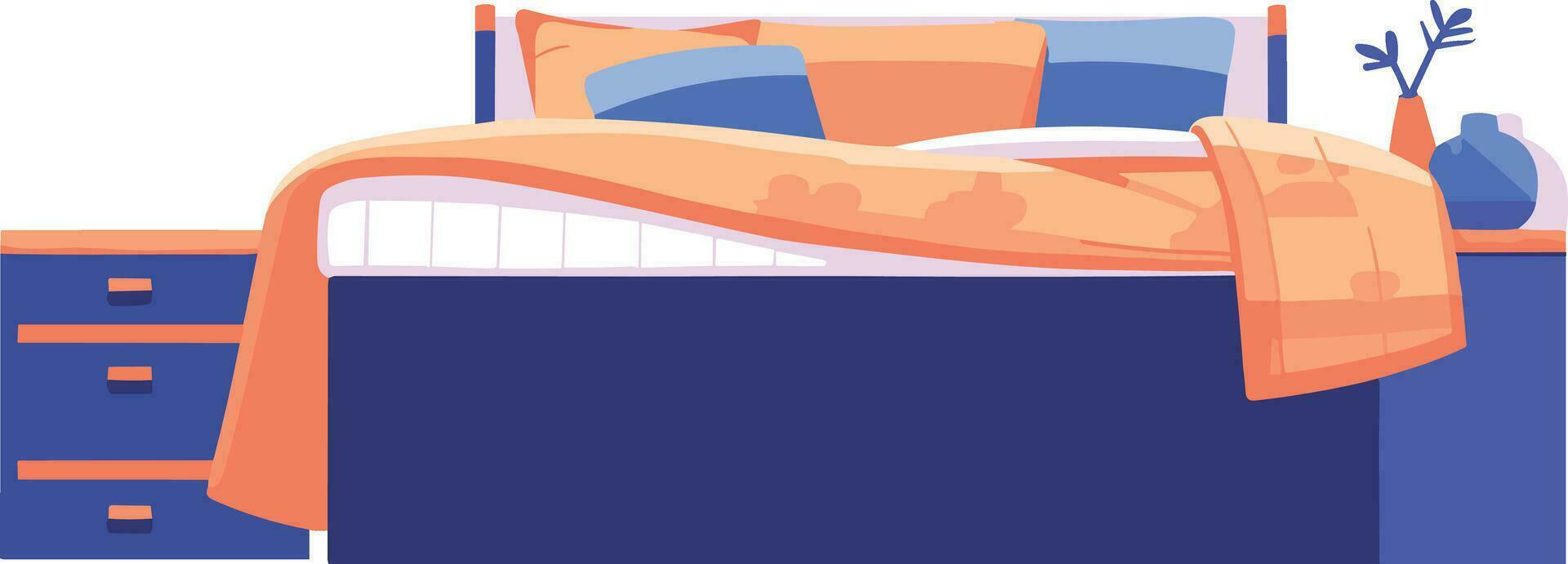 Hand Drawn Bed and bedroom in flat style vector