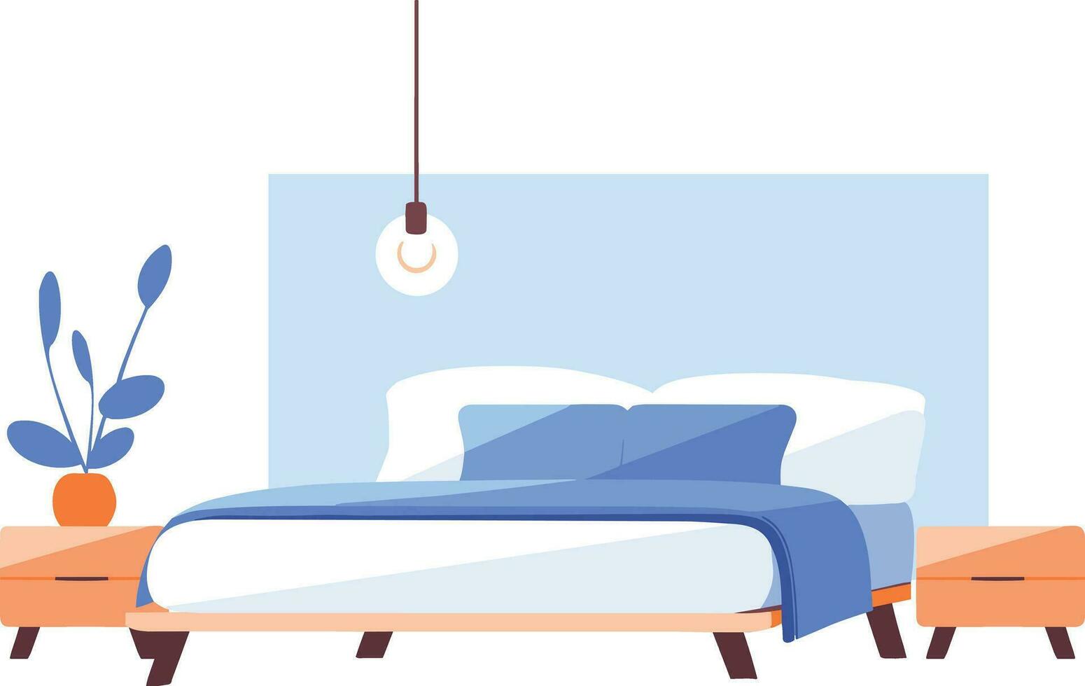 Hand Drawn Bed and bedroom in flat style vector