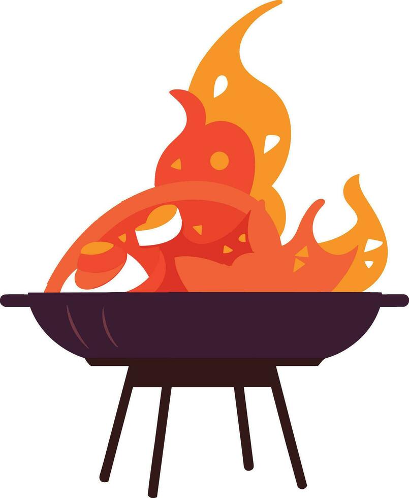 Hand Drawn BBQ grill for outdoor picnics concept in flat style vector