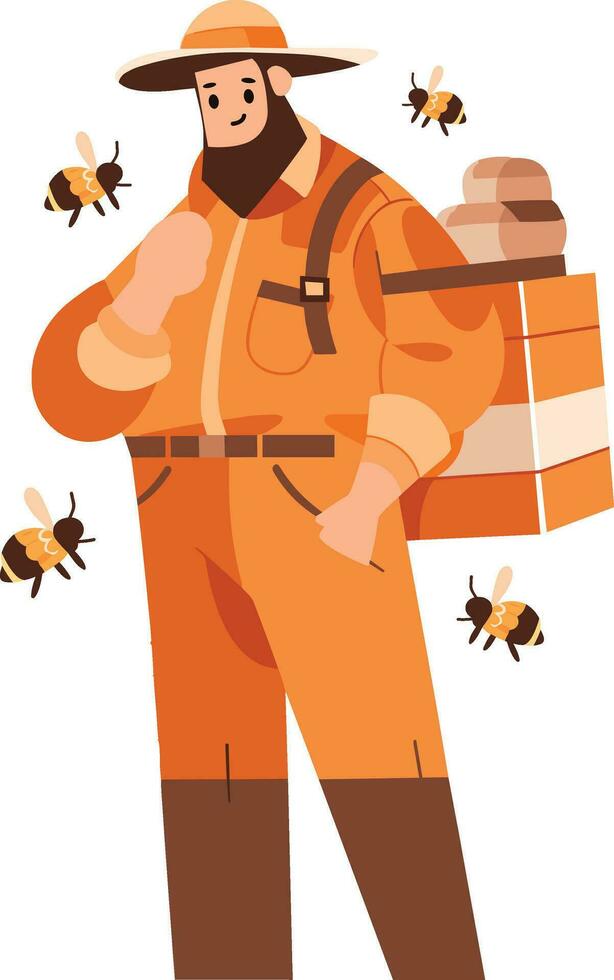 Hand Drawn Beekeeper or farmer character in flat style vector