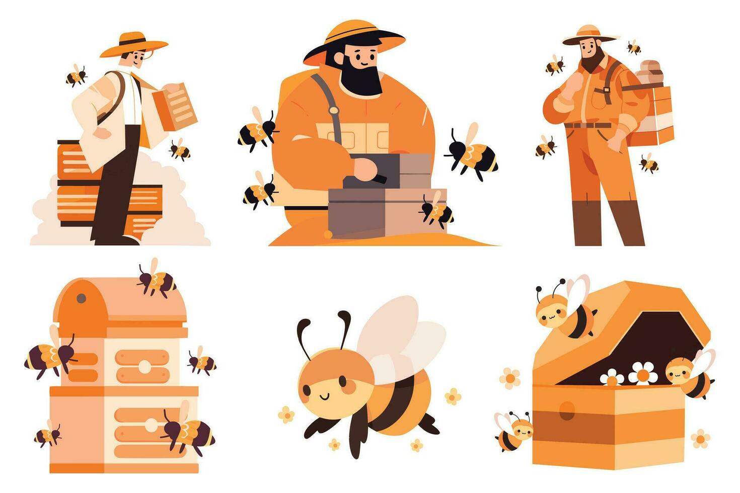 Hand Drawn Beekeeper or farmer character in flat style vector
