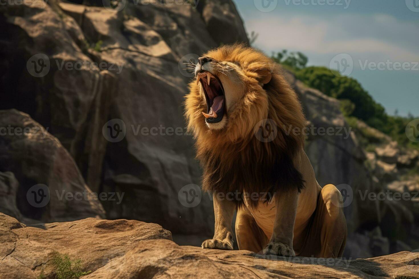 león en naturaleza amplio vida animales ai generado. foto