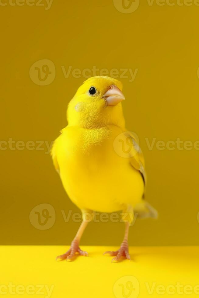 Very cute Canary in nature wide life animals. AI Generated. photo