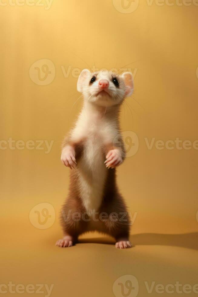 Very cute baby Ferret in nature wide life animals. AI Generated. photo