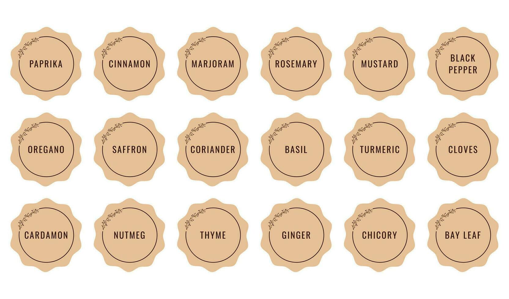 Cardboard stickers or labels for jars of spices and herbs vector