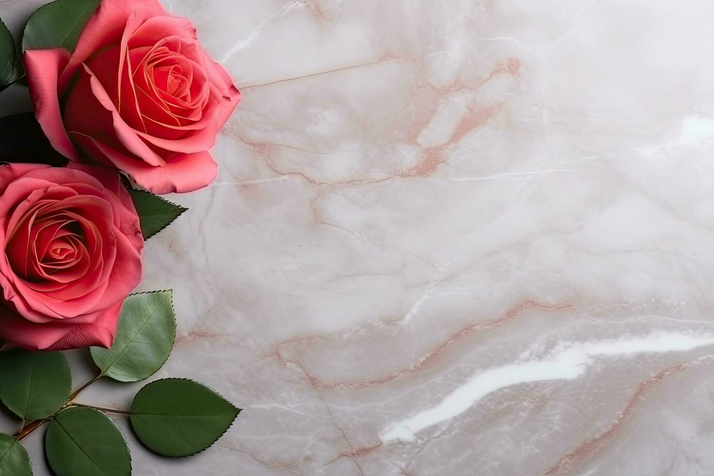 AI Generated valentine's day background image pink red rose and marble floor photo