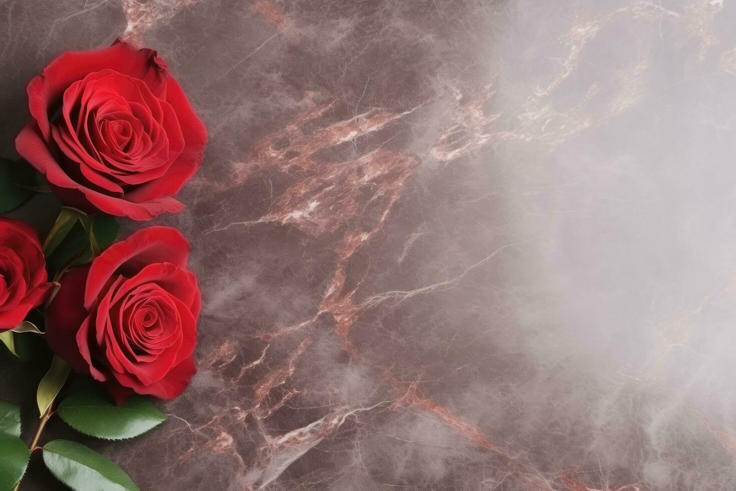 AI Generated valentine's day background image pink red rose and marble floor photo