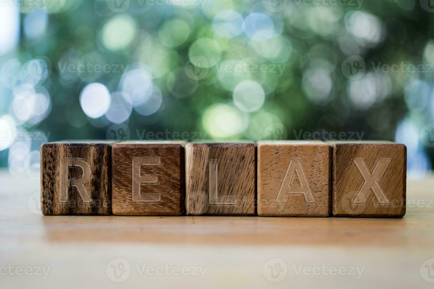 Wooden blocks with the word Relax photo