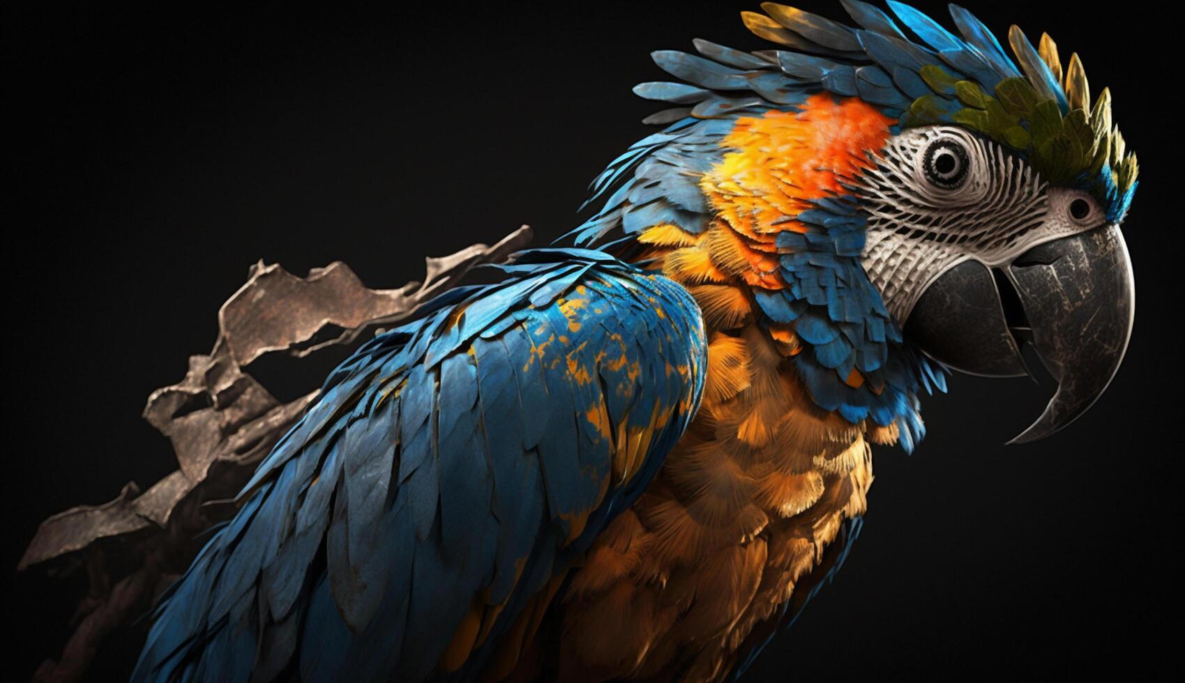 lovely and colorful blue and yellow macow parrot birds. photo
