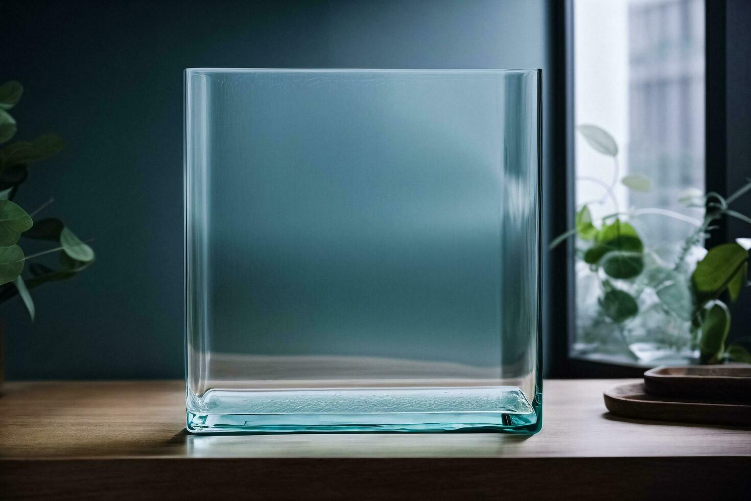 Tempered Glass Cube Transparent Mockup photo
