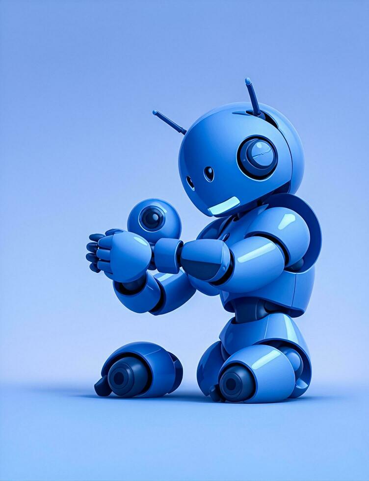 High Quality Cute Robots Image With Blue Color photo