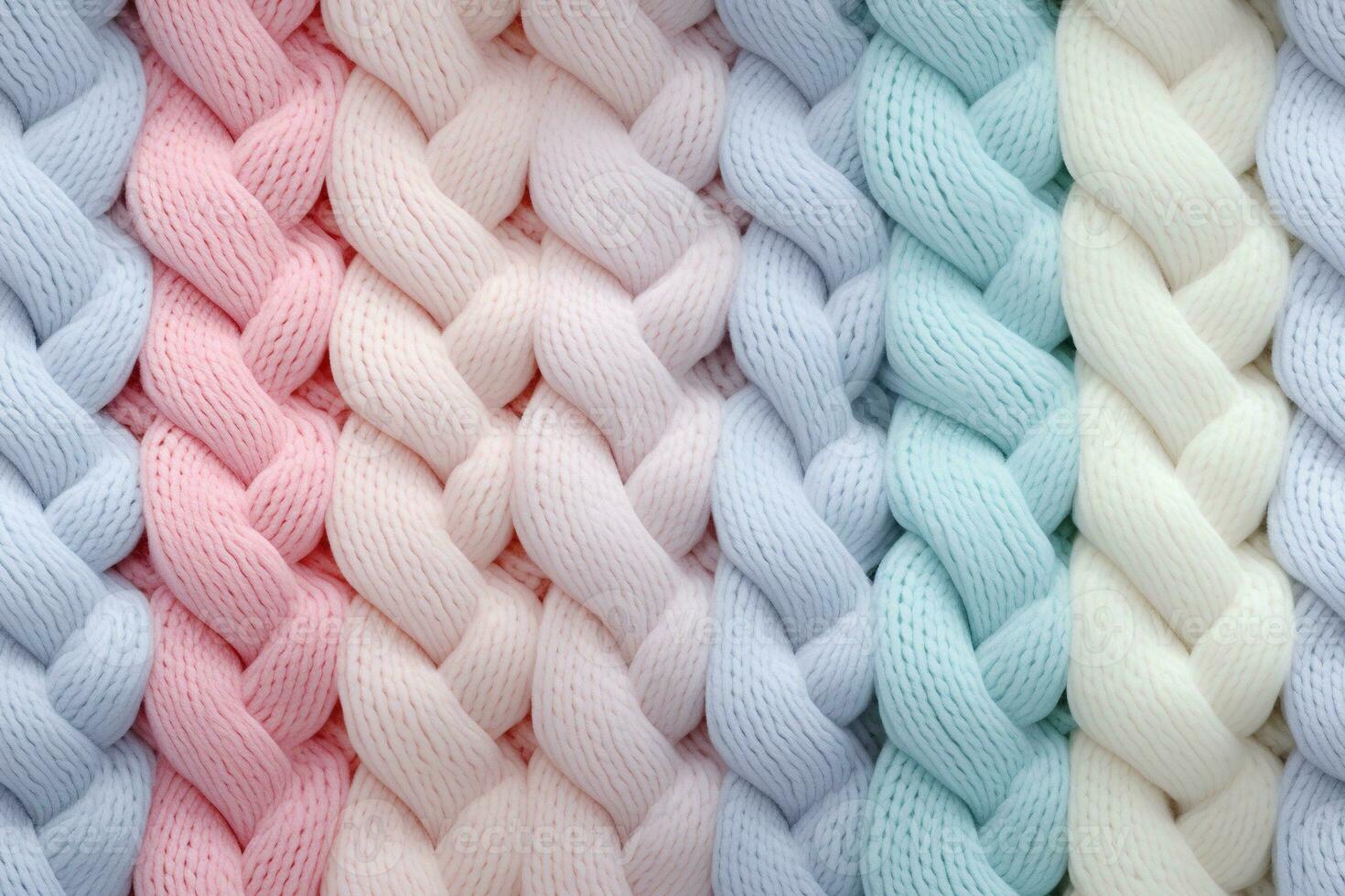 Background with colored knitted pattern. Texture of wool fabric photo