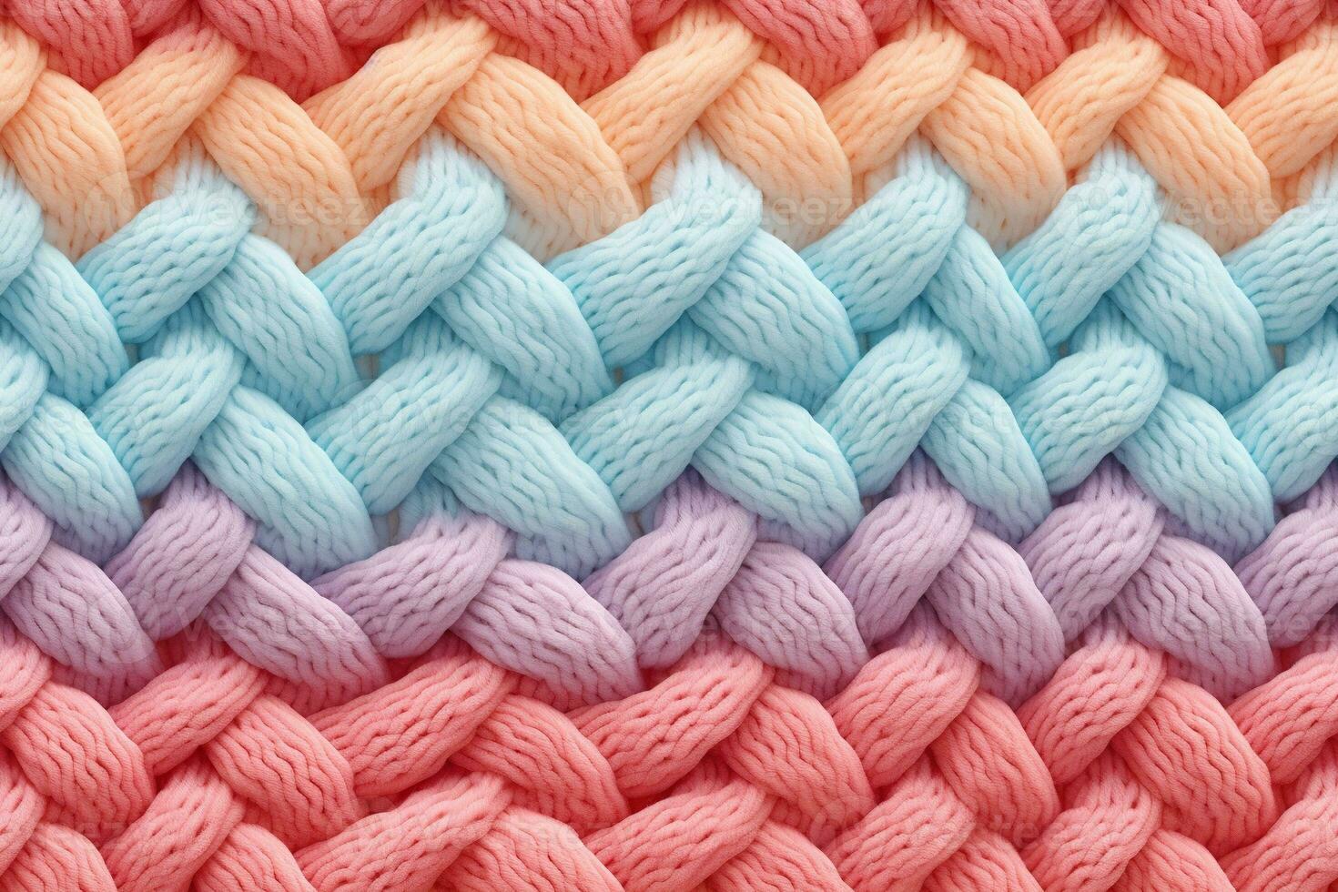 Background with colored knitted pattern. Texture of wool fabric photo