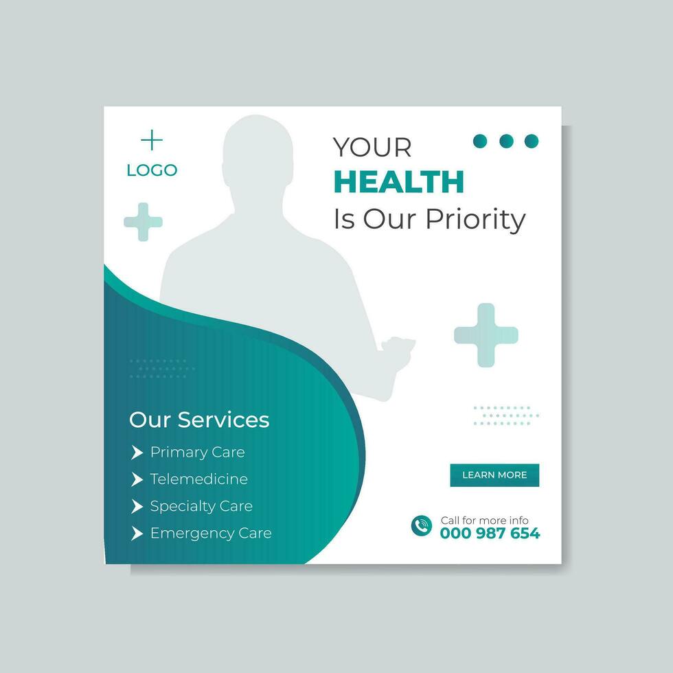 Healthcare social media post design vector