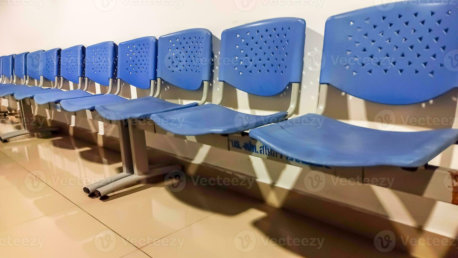 Row chairs made from plastic for seats in many places photo