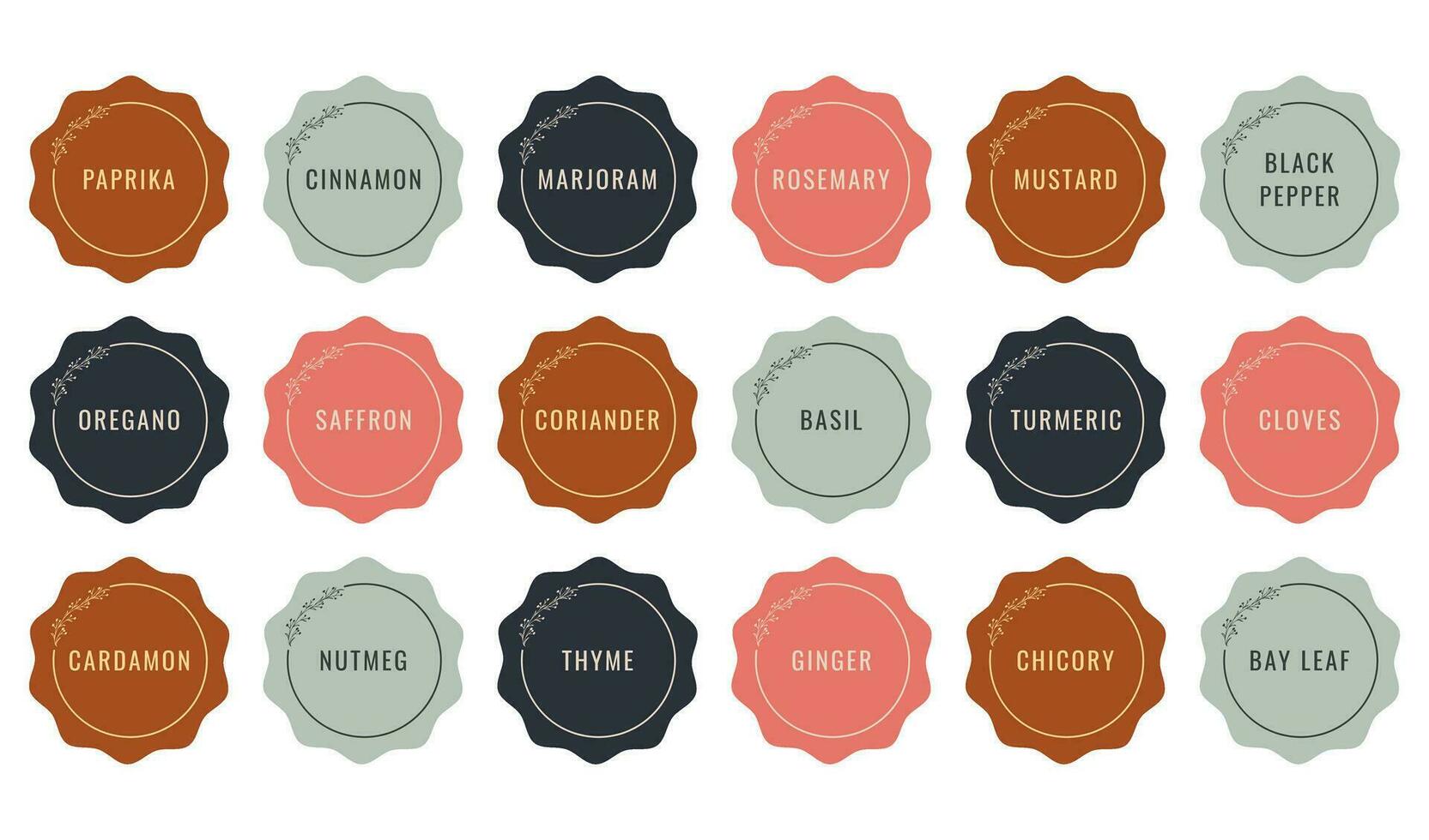 Cardboard stickers or labels for jars of spices and herbs vector