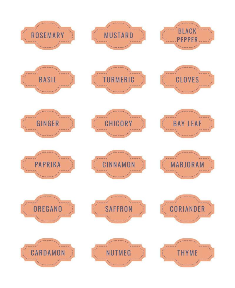 Cardboard stickers or labels for jars of spices and herbs vector