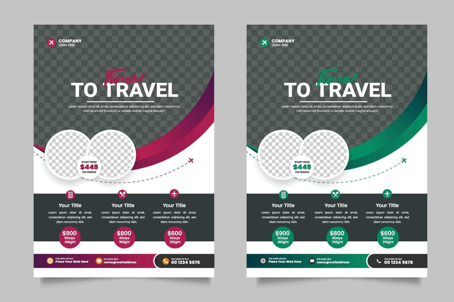 vector travel holiday flyer design and brochure cover page template and editable tour poster template