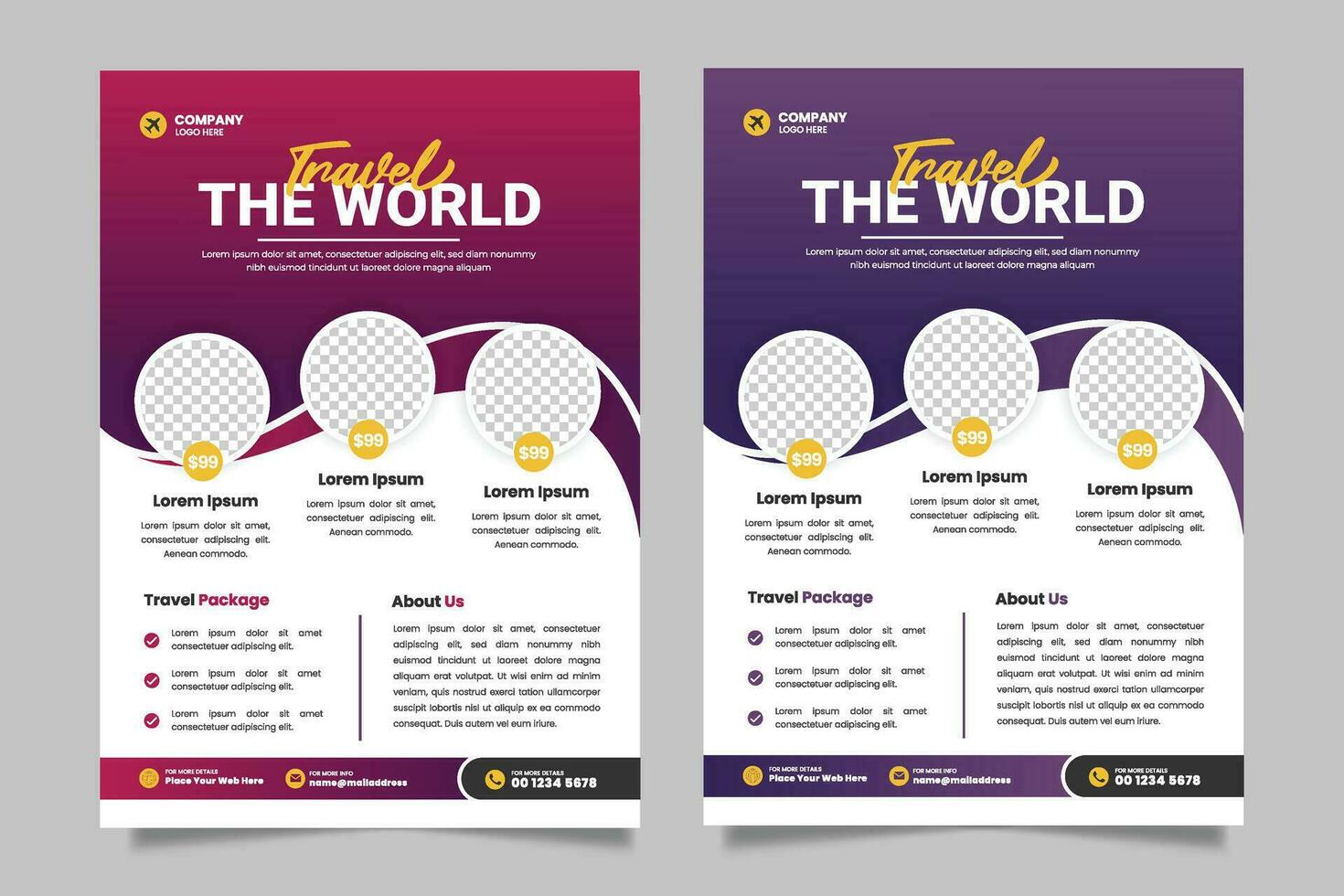 vector travel holiday flyer design and brochure cover page template and editable tour poster template