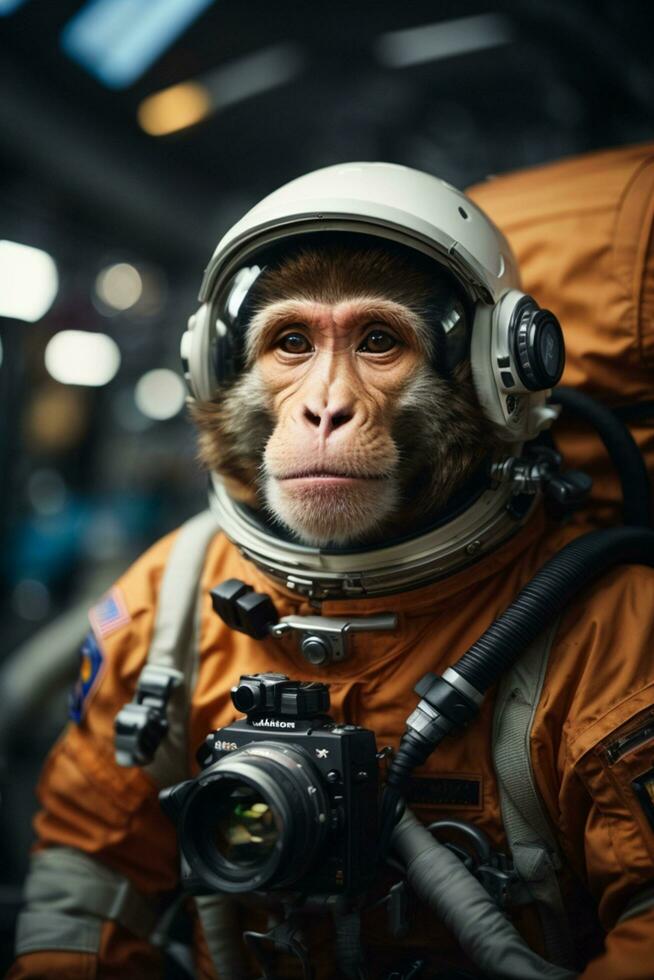 mono en planeta en astronauta traje 25948573 Foto de stock en Vecteezy