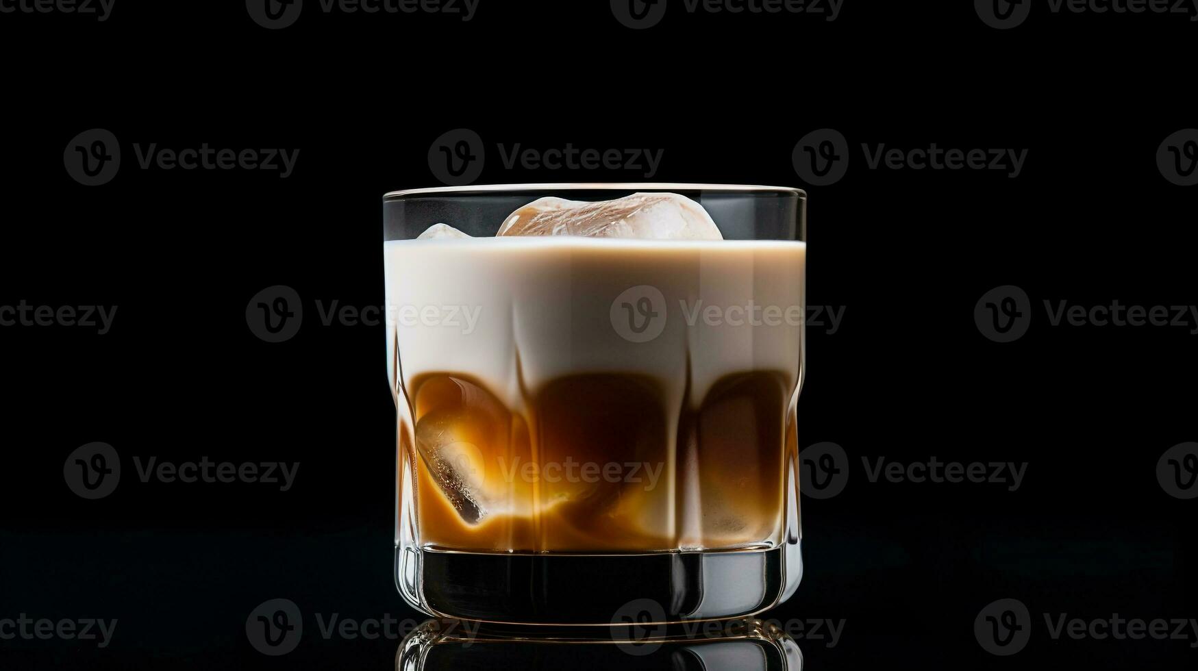 Photo of a White Russian isolated on flat black background. Generative AI