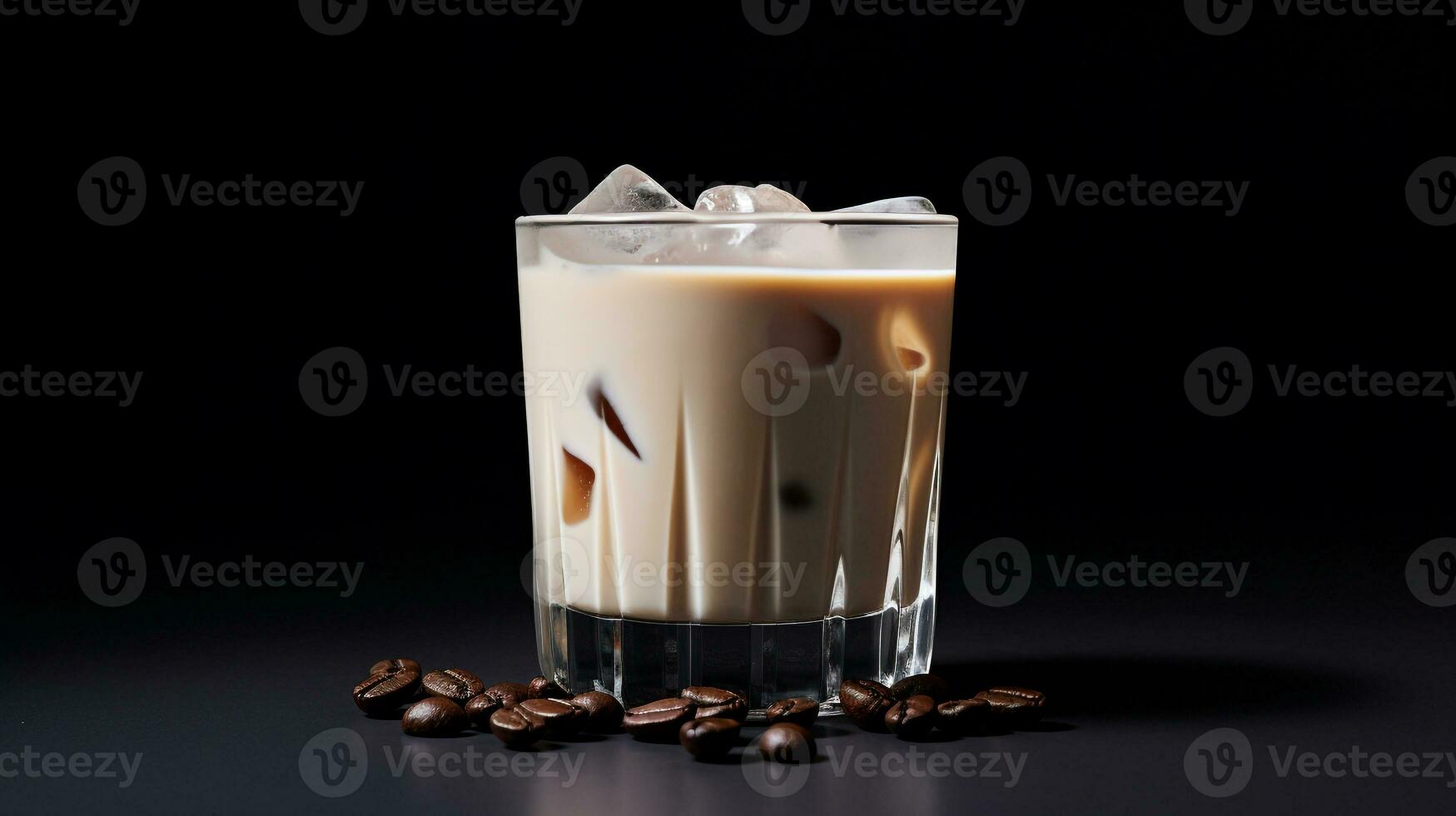 Photo of a White Russian isolated on flat black background. Generative AI