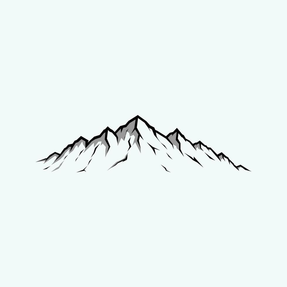 Mountain Vector Illustration Black and White Monochrome Silhouette